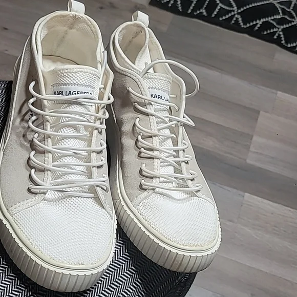 Karl Lagerfeld Off-White Suede Sneakers Size 11 Men's - Picture 8 of 8